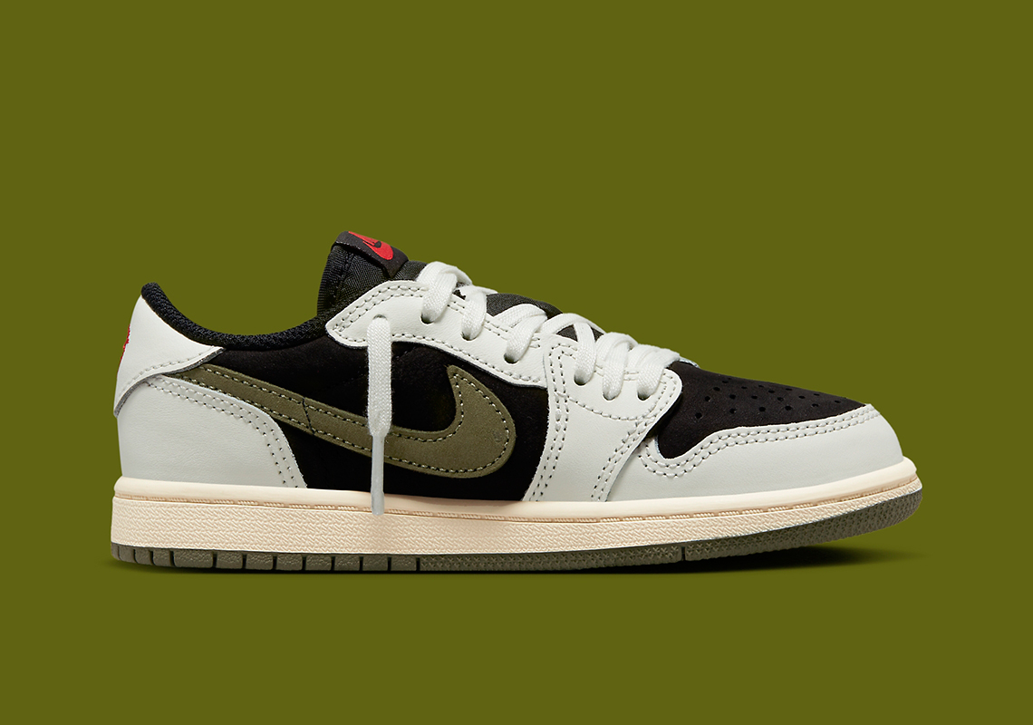 Những hình ảnh chính thức của Travis Scott x Air Jordan 1 Low OG Olive (PS/TD) - 4