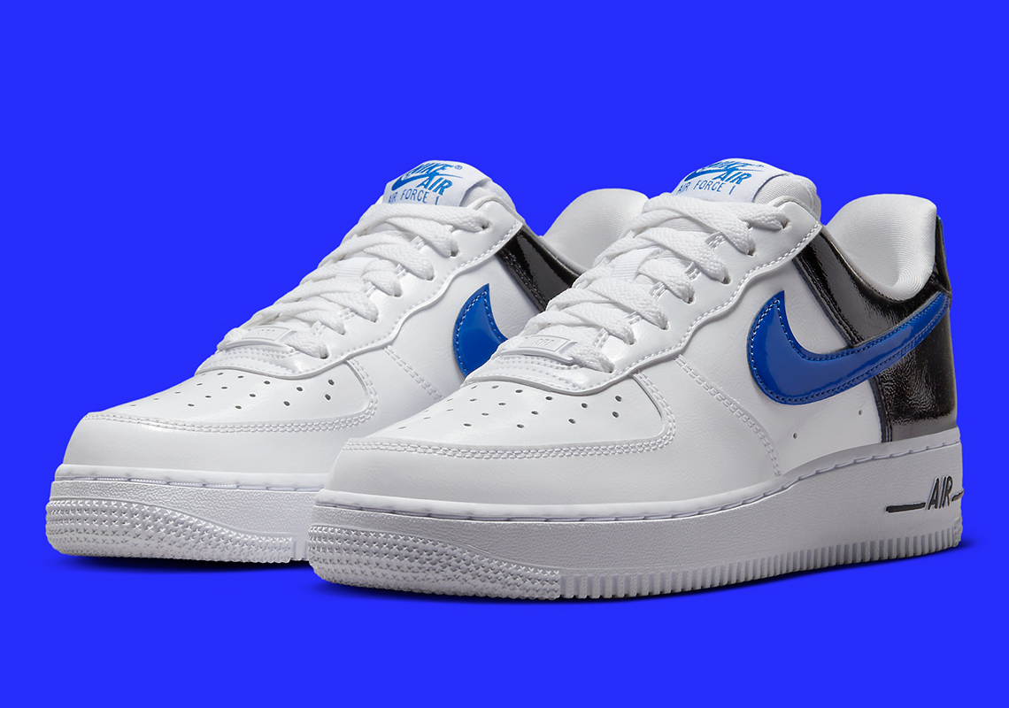 Nike Air Force 1 low Black Patent với màu White/Black/Blue - 2