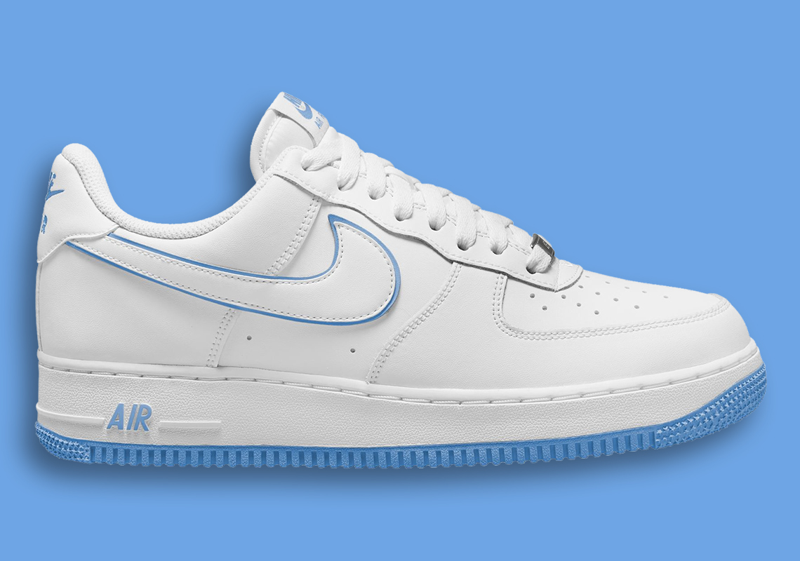 Nike Air Force 1 Low White với đường viền màu University Blue - 1