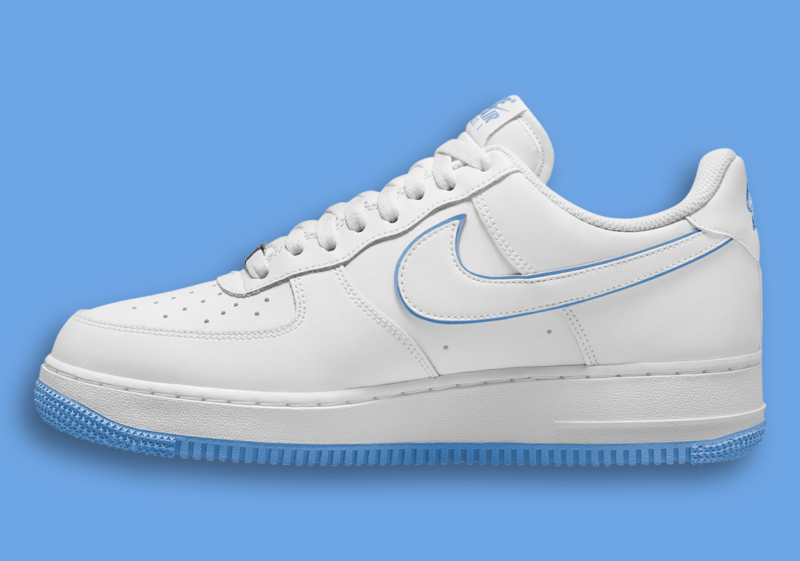 Nike Air Force 1 Low White với đường viền màu University Blue - 2