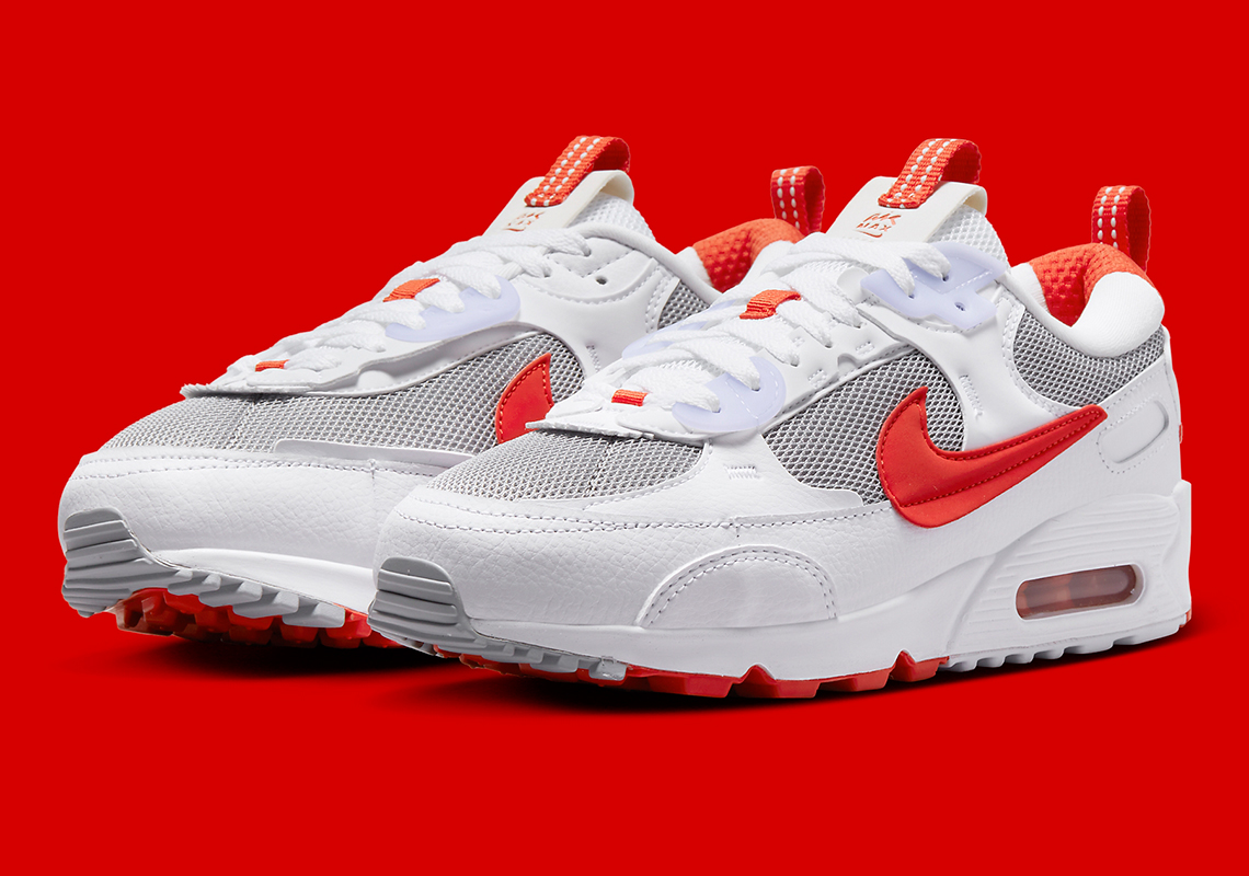 Nike Air Max 90 Futura White/Silver/Red với logo màu đỏ - 1