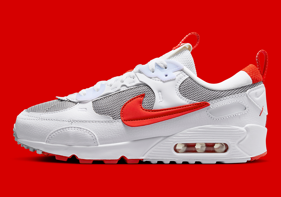 Nike Air Max 90 Futura White/Silver/Red với logo màu đỏ - 2