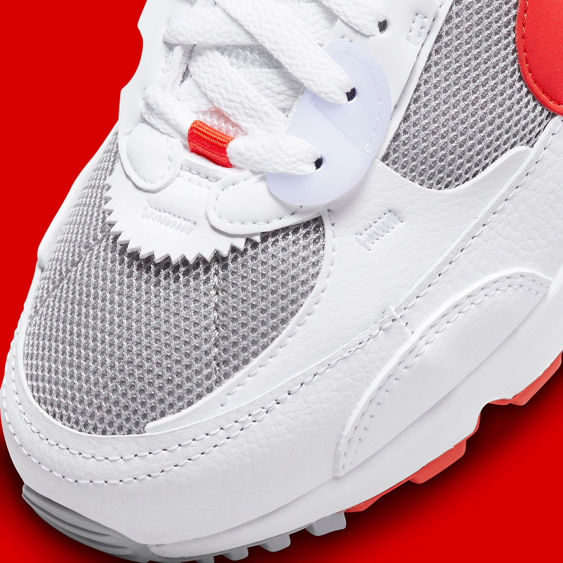 Nike Air Max 90 Futura White/Silver/Red với logo màu đỏ - 8