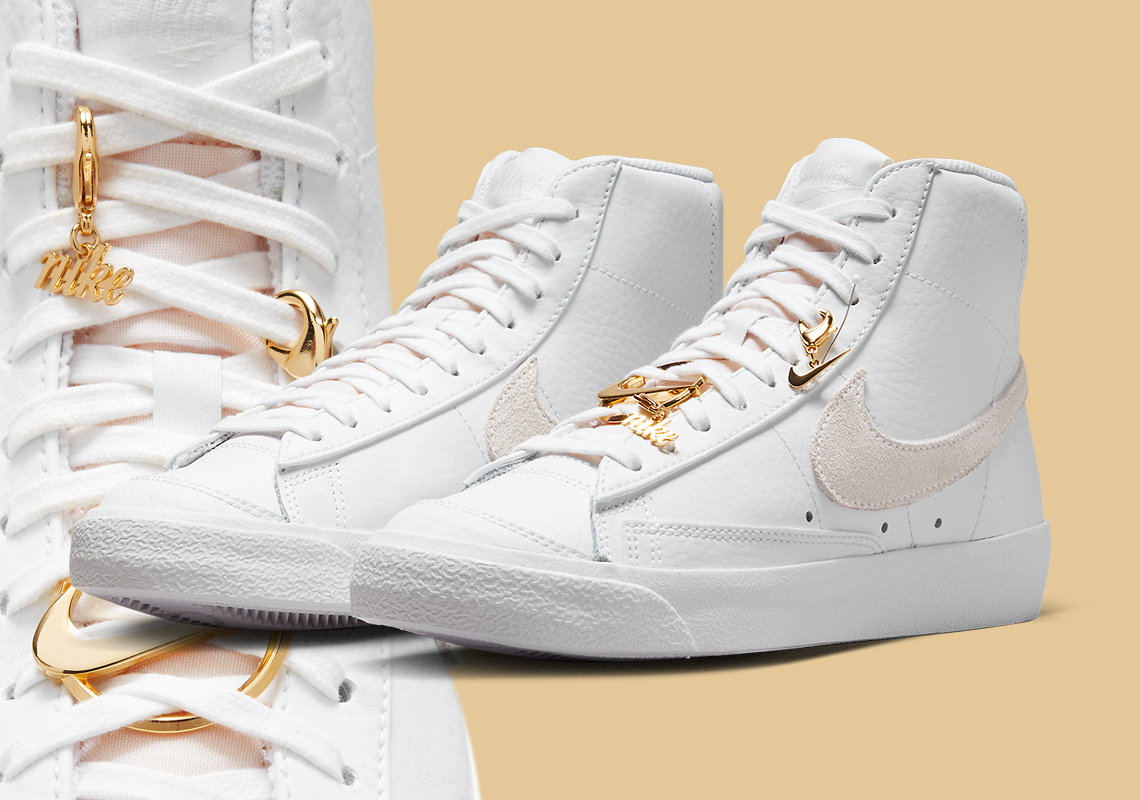 Nike Blazer Mid Bling với phụ kiện màu gold - 1