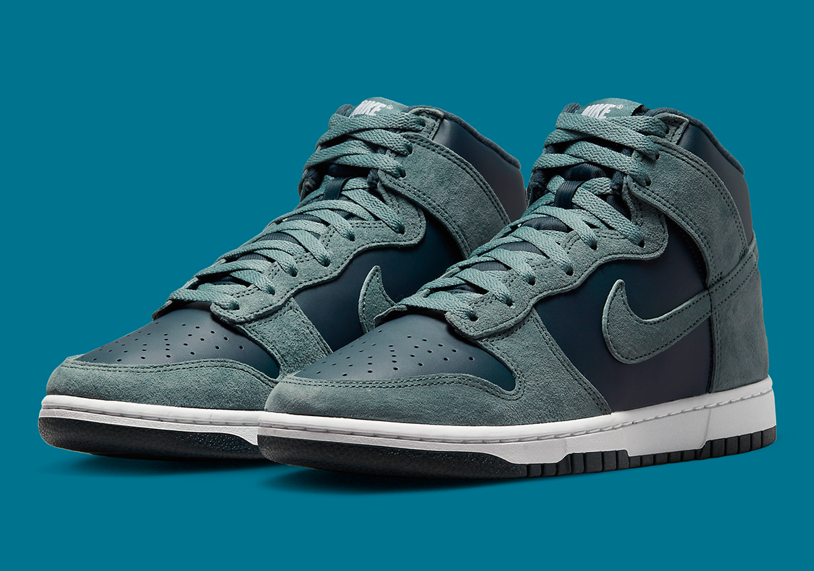 Nike Dunk High Teal Suede chất liệu da lộn