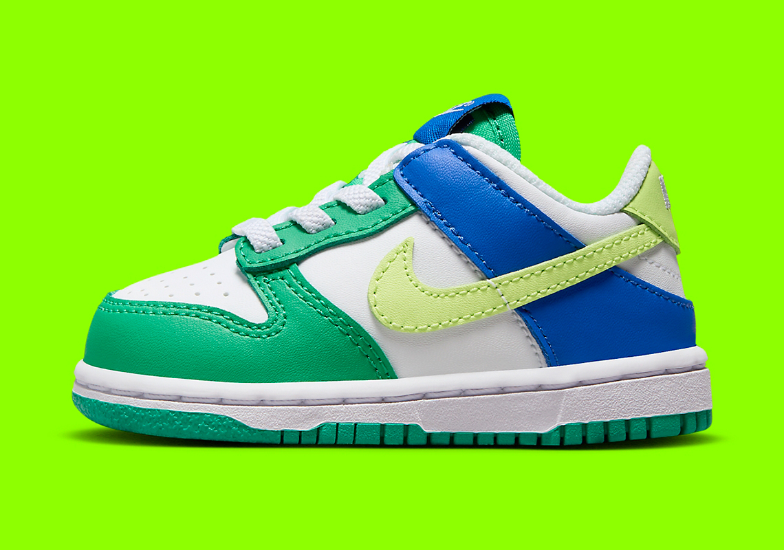 Nike Dunk Low cho trẻ em: Mẫu giày phối màu xanh lá và xanh dương cho bé - 2