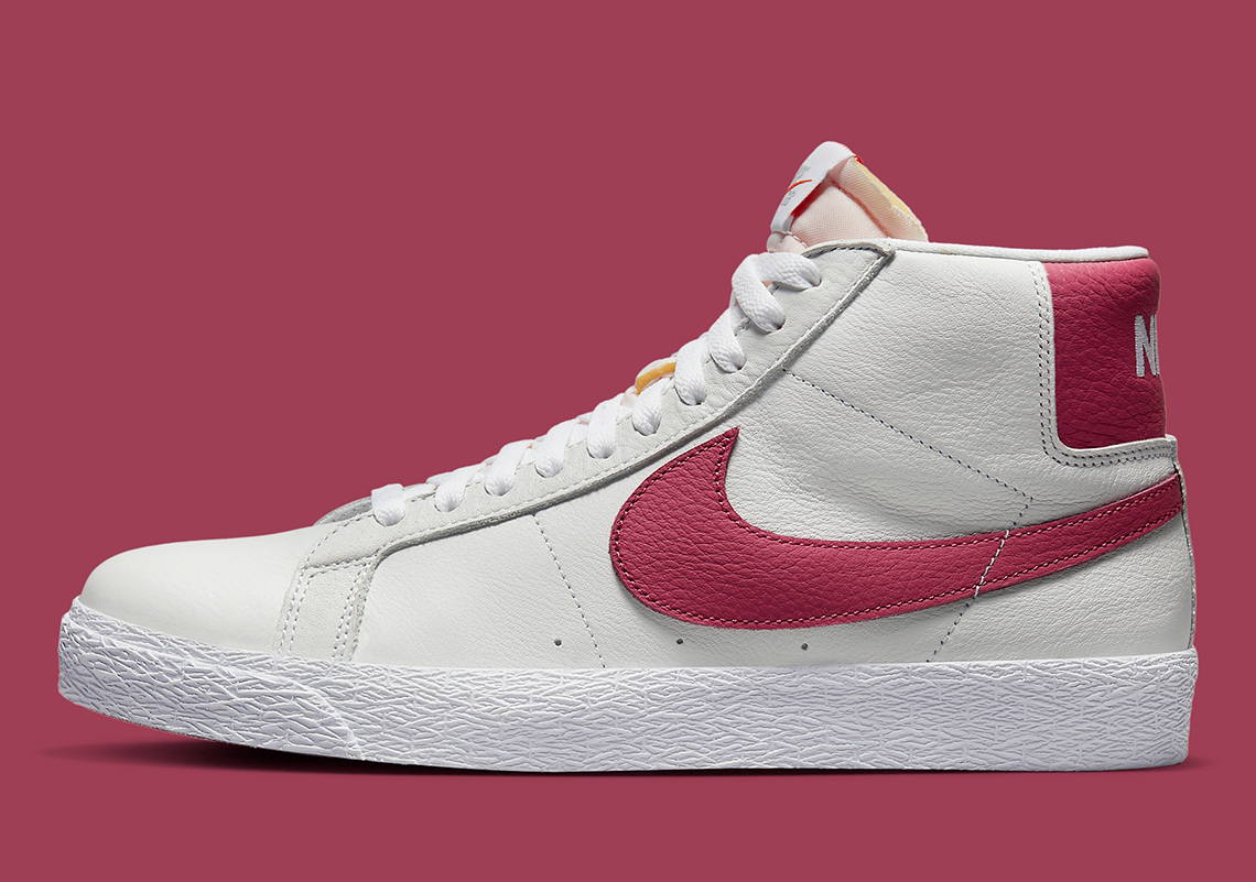 Nike SB Blazer Mid trắng với điểm nhấn màu Củ cải ngọt - 1