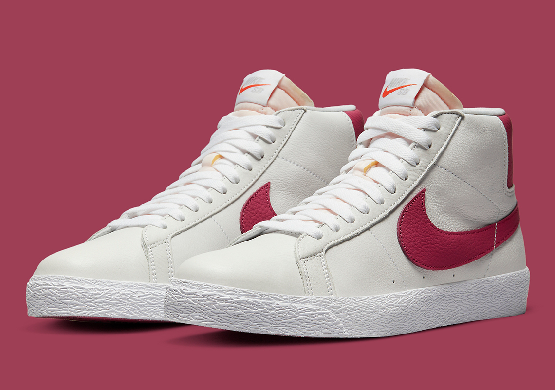 Nike SB Blazer Mid trắng với điểm nhấn màu Củ cải ngọt - 2