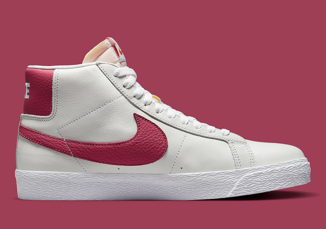 Nike SB Blazer Mid trắng với điểm nhấn màu Củ cải ngọt - 3