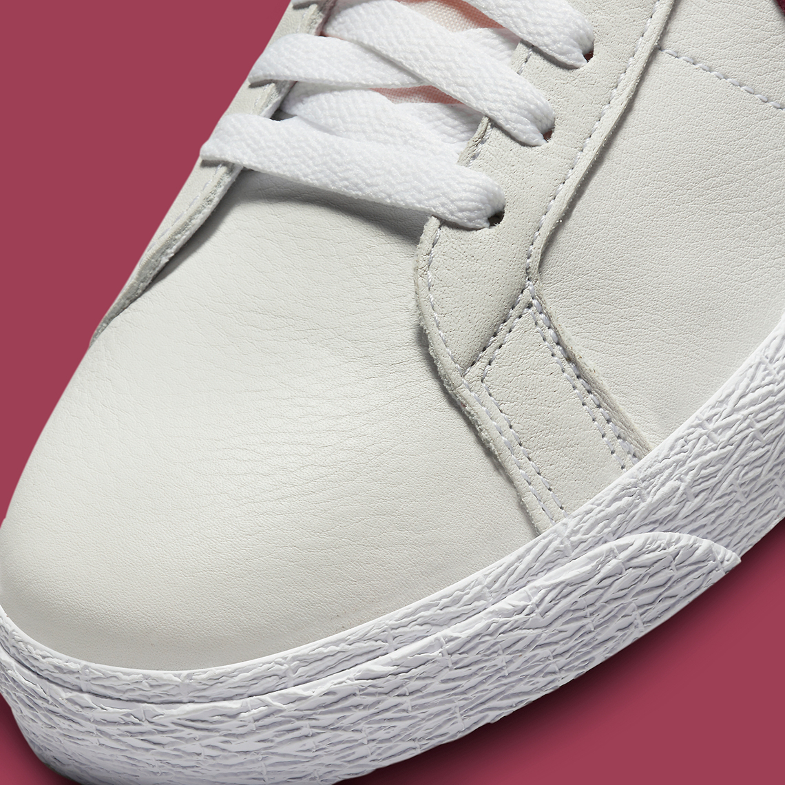 Nike SB Blazer Mid trắng với điểm nhấn màu Củ cải ngọt - 7