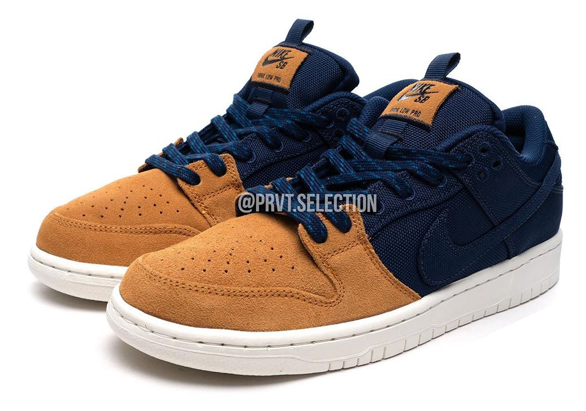 Nike SB Dunk Low có phần mũi giày màu Navy/Wheat Toe - 2