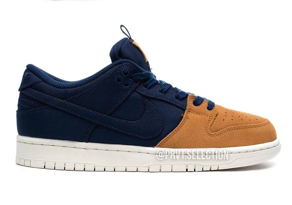 Nike SB Dunk Low có phần mũi giày màu Navy/Wheat Toe - 3