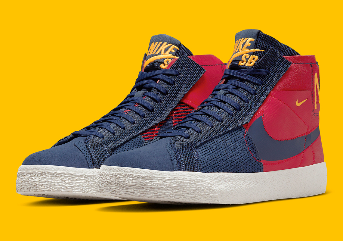 Nike SB tung ra mẫu giày Deconstructed Blazer Mid mới với màu xanh Navy và đỏ - 1