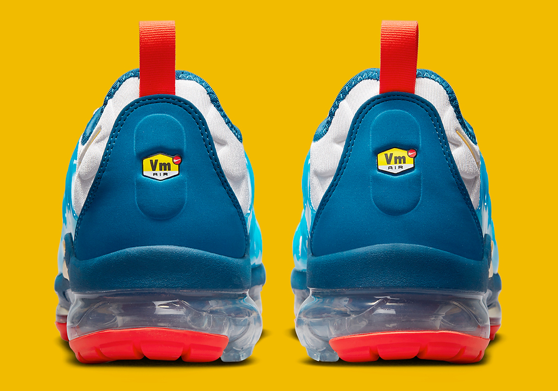 Sự pha trộn rực rỡ của màu xanh mòng két, vàng và đỏ trên Nike Vapormax Plus chuẩn bị cho mùa hè - 5