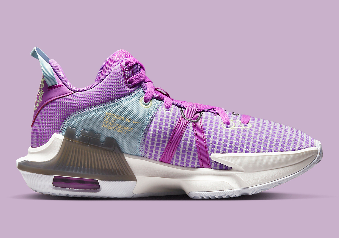 Tím và phấn màu làm sống động đôi giày Nike LeBron Witness 7 Purple Pastel - 3