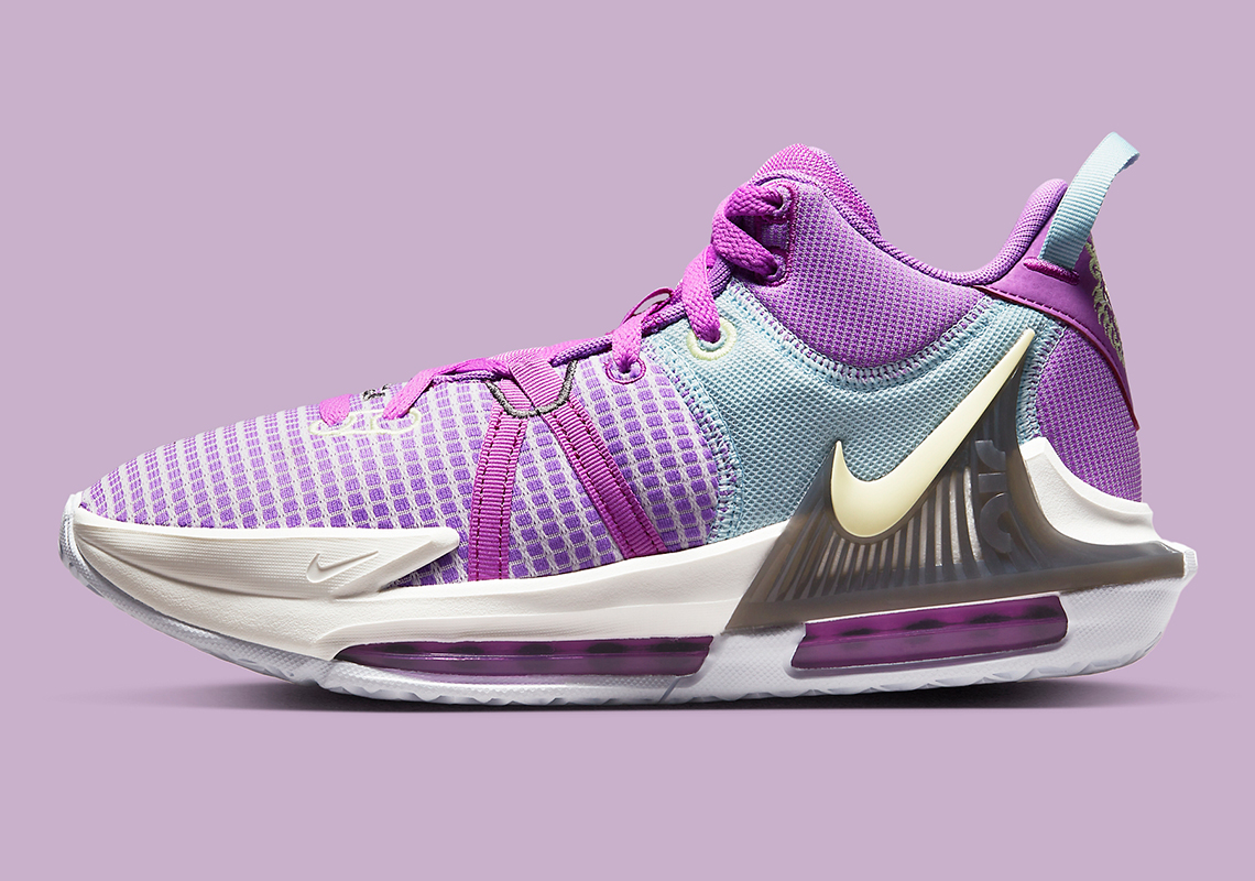 Tím và phấn màu làm sống động đôi giày Nike LeBron Witness 7 "Purple Pastel"