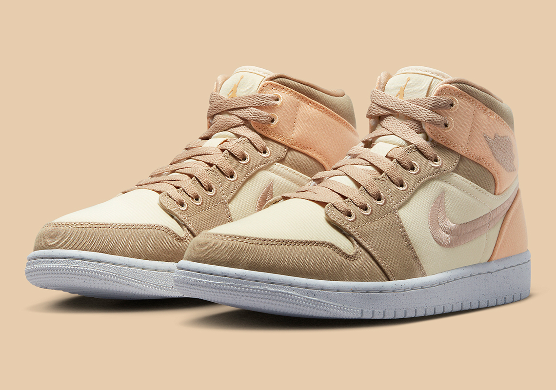 Tông màu kaki chiếm lĩnh chiếc Air Jordan 1 canvas này - 1