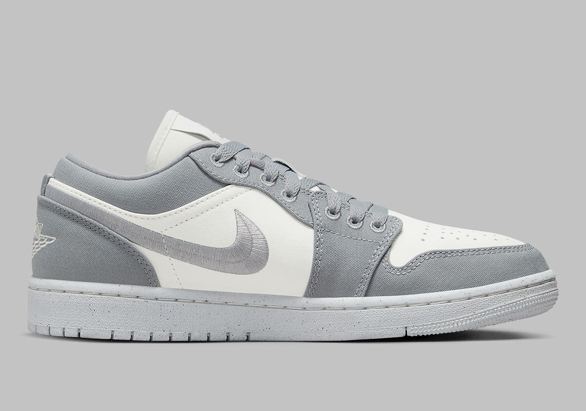 Trang phục có cấu trúc bằng vải và móc khóa thêu Air Jordan 1 Low Steel Grey - 3