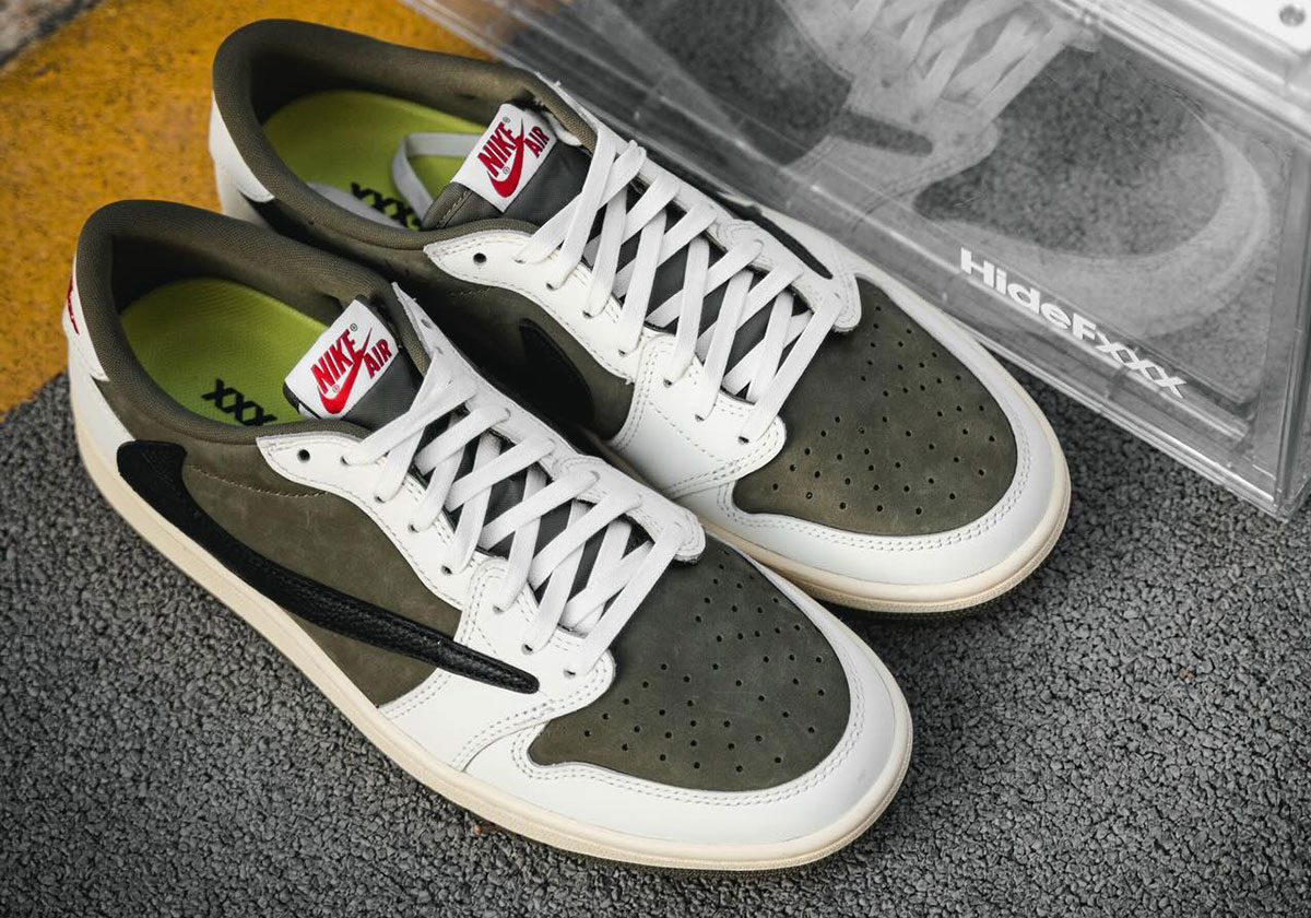 Travis Scott x Air Jordan 1 Low OG SP Olive: Nhìn đầu tiên - 9